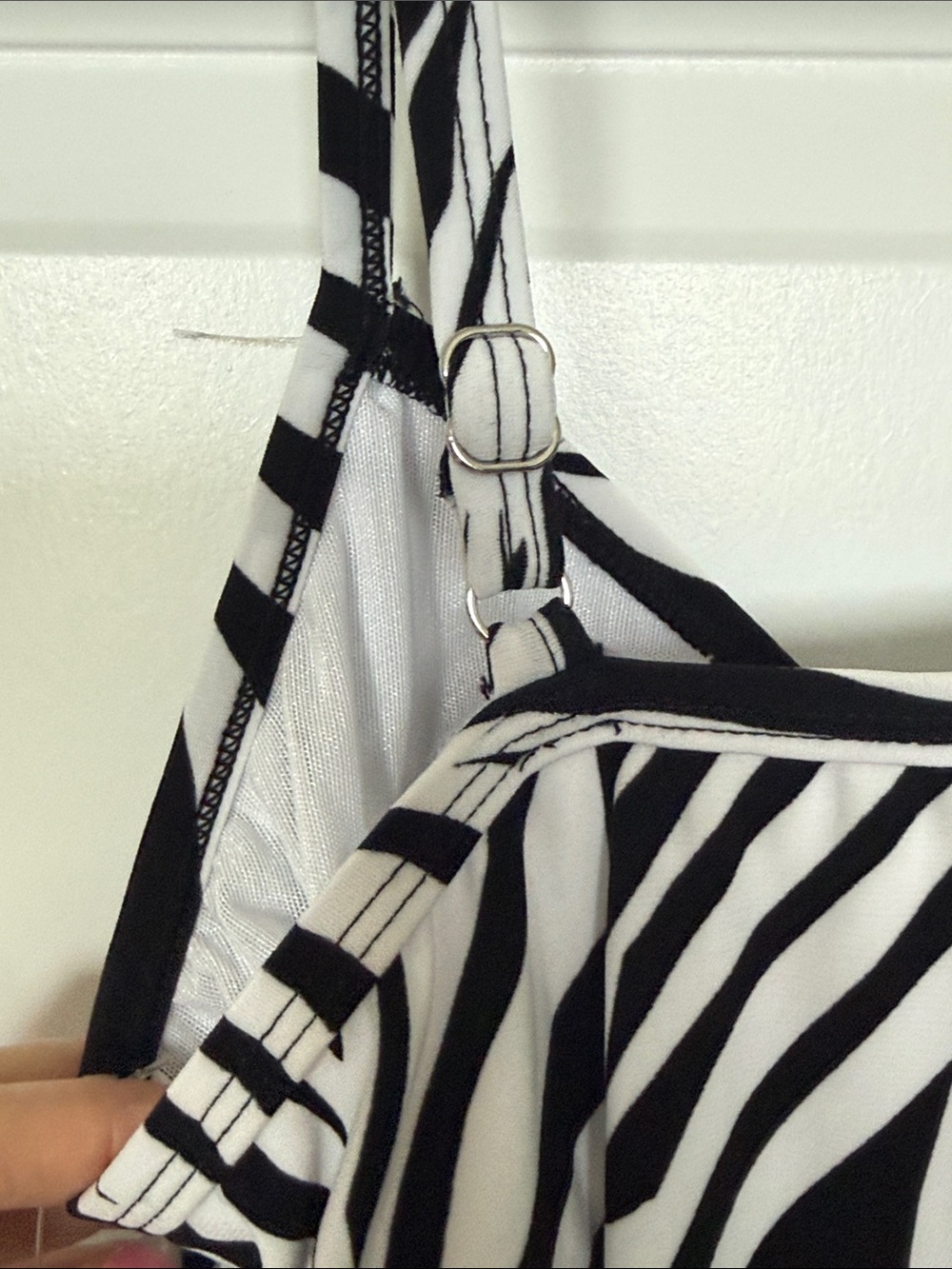 Swim Solutions Black & White Palm-Print Tiered Swim Tank - Picture 8 of 9